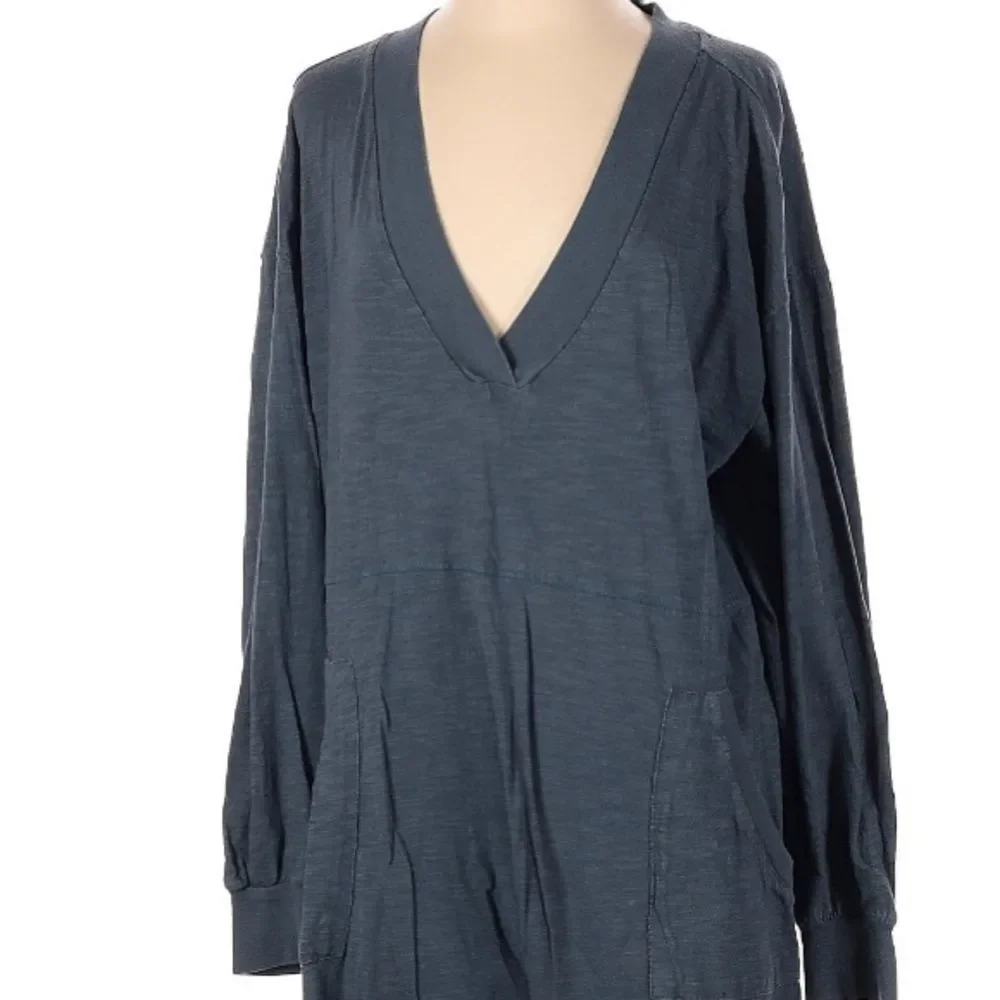 Natural Life Johnny Oversized 100% Cotton Muted Coastal Blue Relaxed Jumpsuit XS